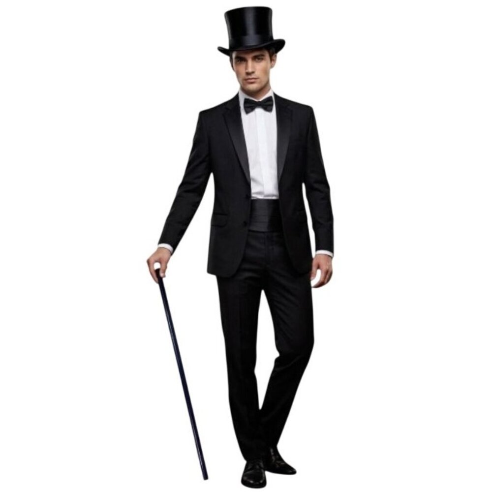 Dance Parade Cane Canes Theatre 36" Black Wood White Tips Costume